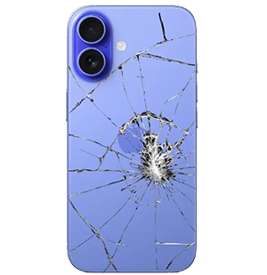 iPhone 16 with cracked back glass