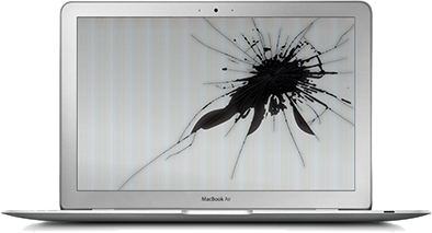 Apple MacBook with cracked screen