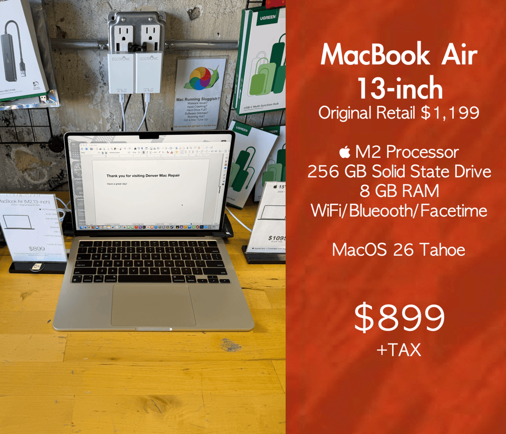 MacBook Air 13-inch  "Light, fast, and quietly overachieving—this is the laptop that gets more done before your coffee cools."