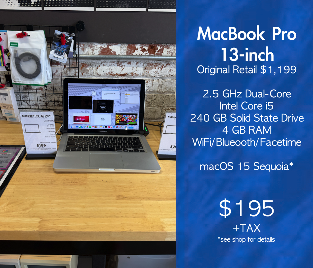 MacBook Pro 13-inch  "Built like a tank, boots like a rocket—gets the job done without asking for applause."