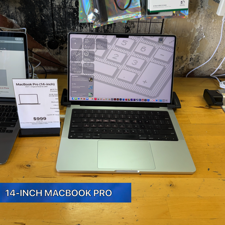 MacBook Pro 14-inch  "M1 Pro power, 16 GB of pep, and 512 GB of room for whatever brilliant thing comes next."
